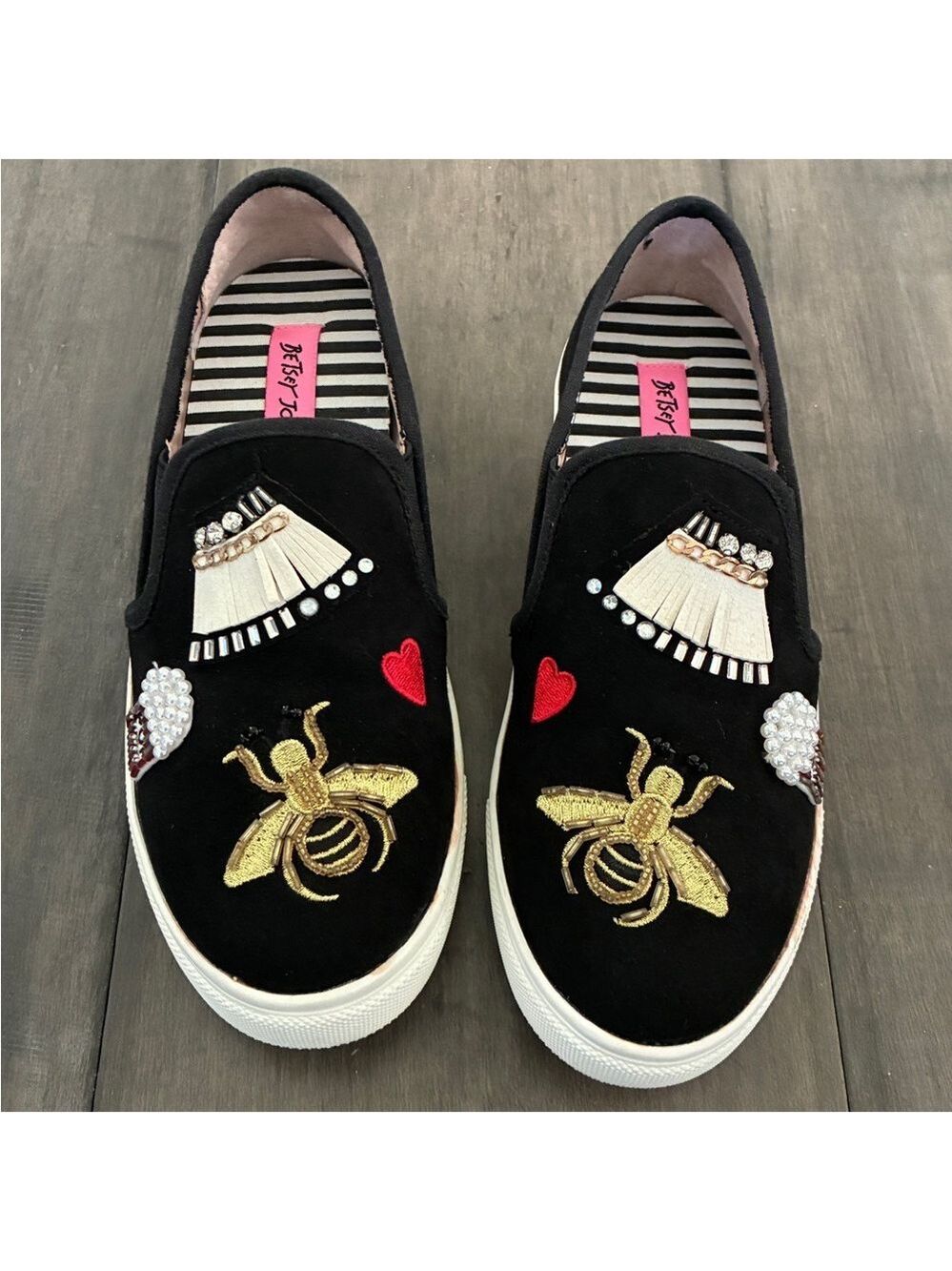 Betsey Johnson Cooper Sneakers w/ Bees, Hearts, Popcorn and Tassels - Size 6.5